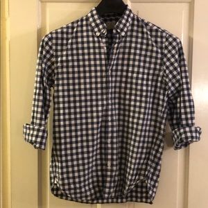J. Crew navy gingham men’s button up medium